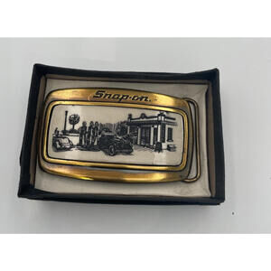 Vintage 1989 Snap-On Tools Solid Brass Belt Buckle Limited Edition Nostalgia Gar